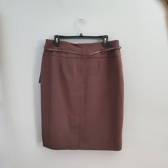 Apt. 9 Stretch Brown Straight Pencil Belted Skirt 14 - Picture 2 of 4